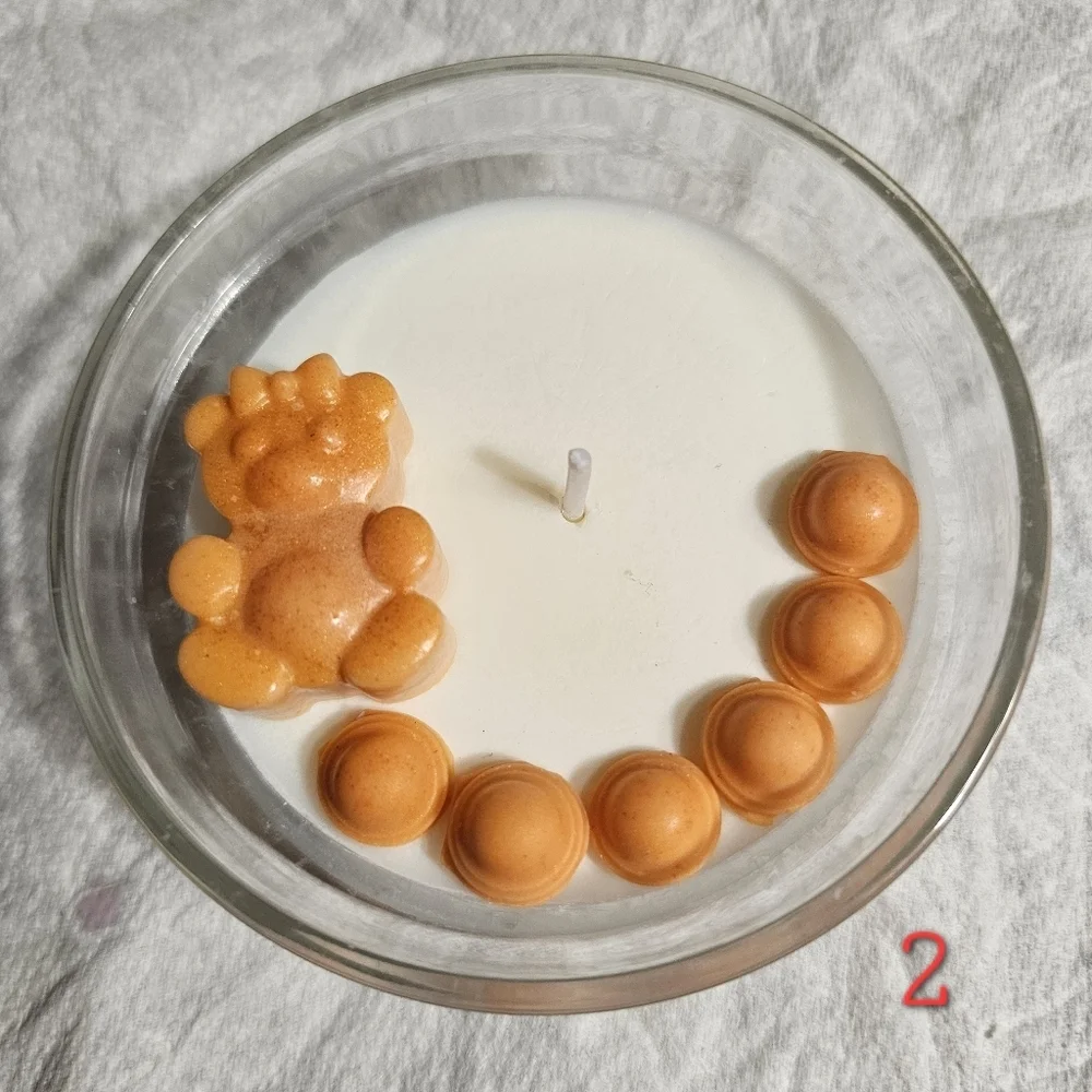6 Personalized Orange Bear Scented Baby Shower Birthday Candle Favors Giveaways